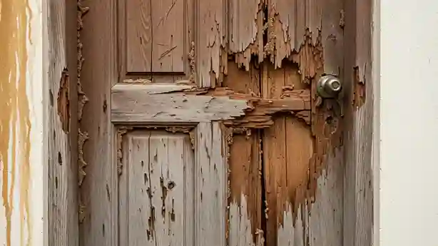 pintu rumah berbahan kayu yang terkena rayap