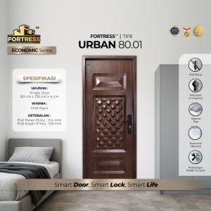 Pintu Fortress Tipe URBAN 80.01 Bahan Baja Motif Kayu